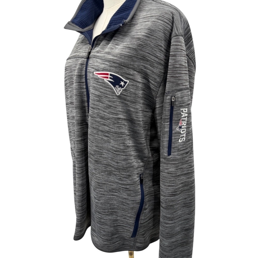 New England Patriots Quarter Zip Pullover Mens XL Gray NFL GIII Jacket Pockets - Picture 3 of 15